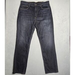 Aviator Jeans Mens 34 (Fits 36x32) Blue Straight Fit Dark Wash Denim Whiskering